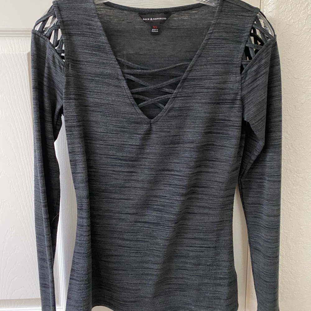 Long sleeve Rock and Republic strappy shirt